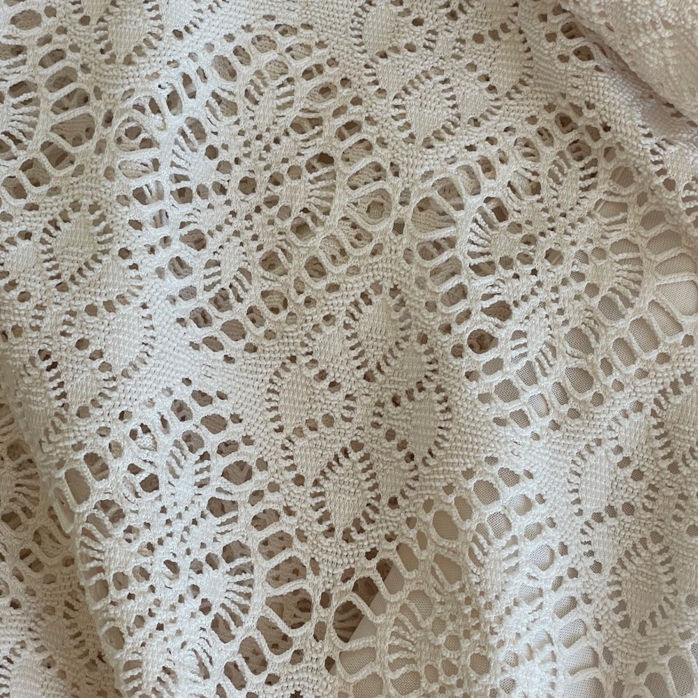 Cache Cache Cream Floral Lace V-Neck Empire Waist Flutter Sleeve Dress Size XS‎ - Picture 5 of 11